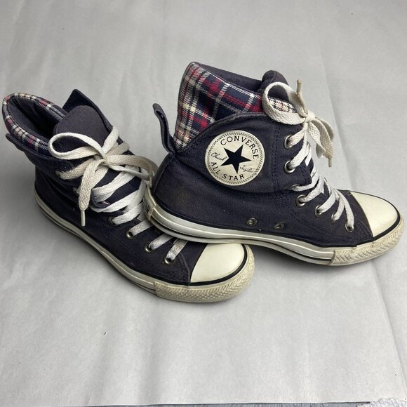 CONVERSE Gray Plaid Chuck Taylor Dual‎ Collar High Top Mens 5 Womens 7 132375C - Picture 1 of 15